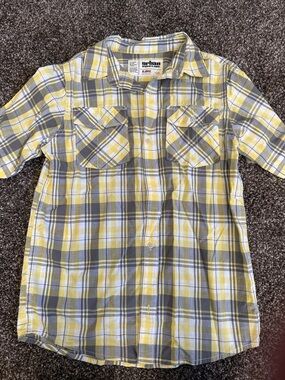 urban pipeline Yellow & Gray Plaid Short-Sleeve Button-Down Shirt